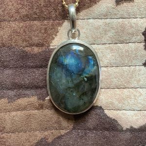 Stormy Labradorite sterling silver pendant artisan made